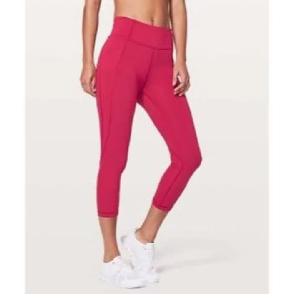 Lululemon Time To Sweat Crop Leggings 23 Inch Size 6 Red Active Gym Yoga Running